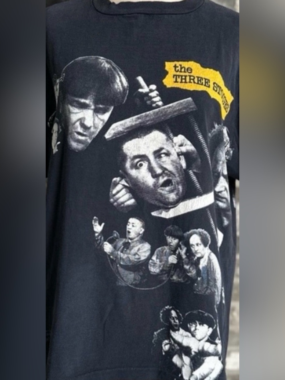 Vintage 1991 Three Stooges All Over Print T Shirt Single Stitch USA Large AOP